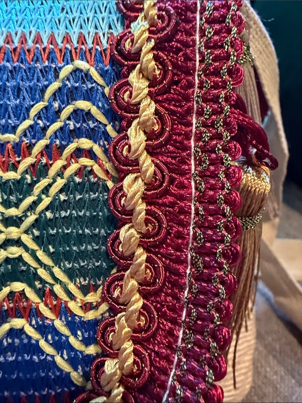 Gorgeous AuthenticTribeTassel mini BackPack- Vibrant blue, green, burgundy, boho